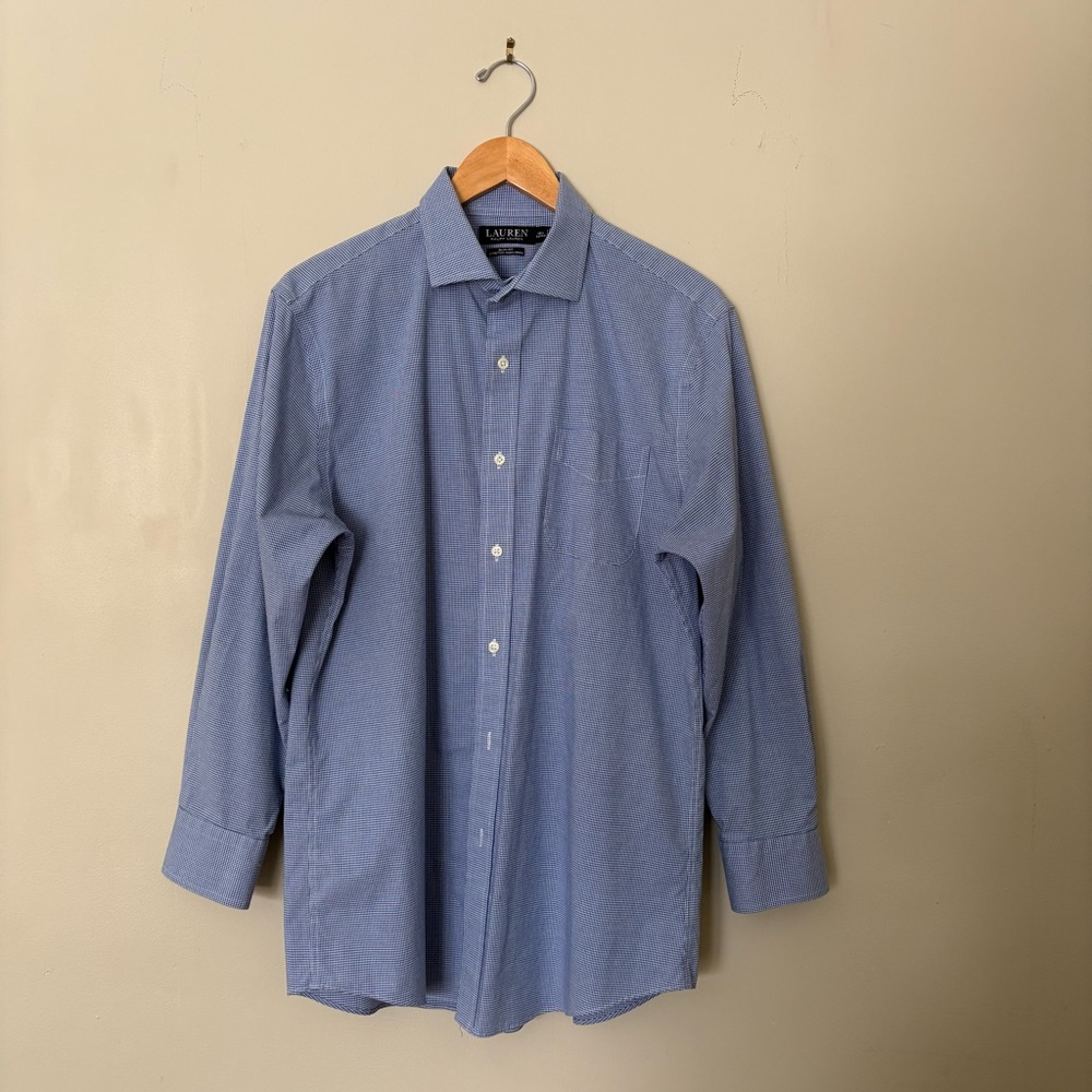 Ralph Lauren Men's Casual Blue Button Down Dress Shirt L